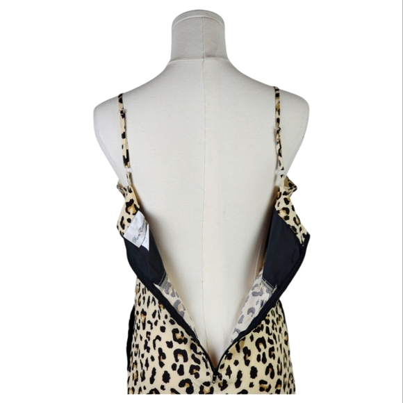 Rare Editions Leopard Print Slip Dress Size 14 Rayon Lined Animal Y2K Glam - Picture 5 of 9
